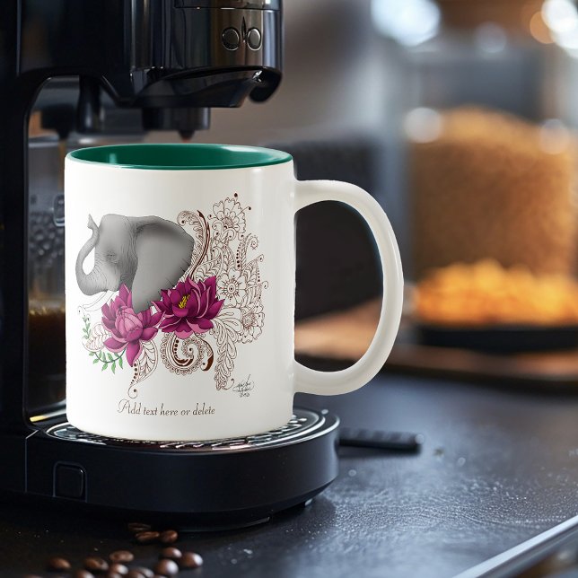 Taza Bicolor Elephant Henna Lotus Flowers (Subido por el creador)