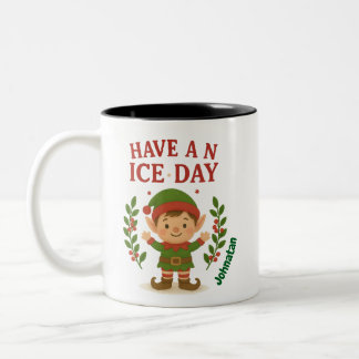 Taza Bicolor Elf Mug, Navidades Cute Personalizados