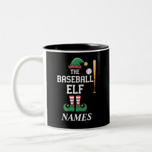 Taza Bicolor Elfo de béisbol con nombre personalizado para fami