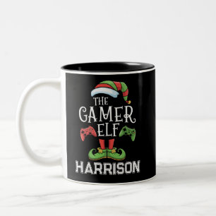 Taza Bicolor Elfo de videojuegos personalizado de Navidad para 