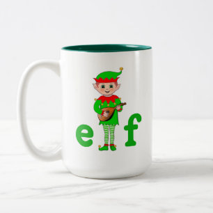 Taza Bicolor Elfo musical navideño moderno
