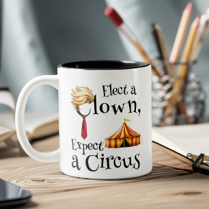 Taza Bicolor Elige a un payaso, espera un rectángulo de circo p
