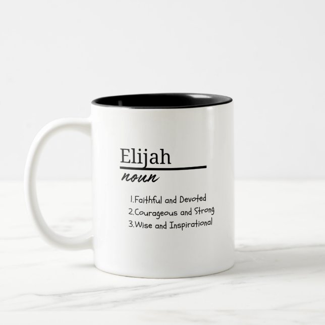 Taza Bicolor Elijah, definición de nombre personalizado del niñ (Izquierda)