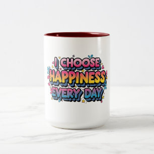 Taza Bicolor "Elijo la Felicidad Todos los Días" Motivación Col
