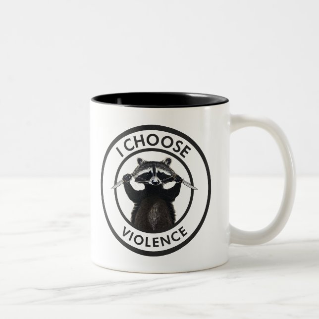 Taza Bicolor Elijo Violencia Graciosa Raccoon (Derecha)