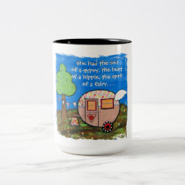 Taza Bicolor Ella tenía el alma de un gitano, carro gitano,