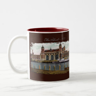 Taza Bicolor Ellis Island Pintado Café Mug