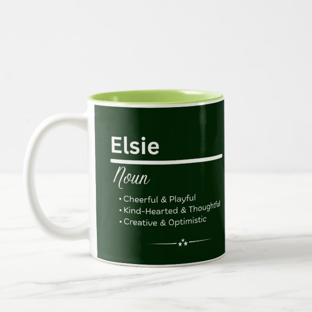 Taza Bicolor Elsie Personalized Girl Name Meaning Coffee Mug (Izquierda)