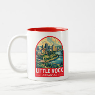 Taza Bicolor Emblema Artístico de Viajes de Little Rock Arkansa