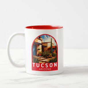 Taza Bicolor Emblema Artístico de Viajes de Tucson Arizona