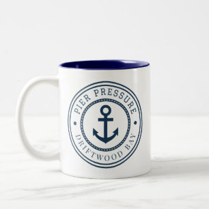 Taza Bicolor Emblema de ancla náutica