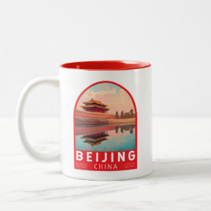 Taza Bicolor Emblema de arte de viaje de China Pekín