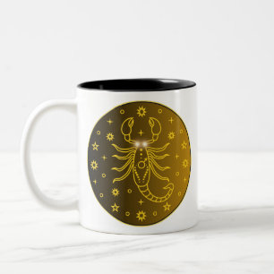 Taza Bicolor Emblema de Zodíaco Escorpio   Símbolo Celeste Míni