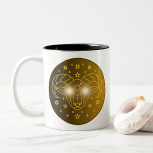 Taza Bicolor Emblema del Zodíaco Aries Símbolo Celestial Míni