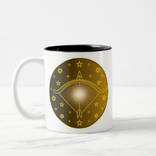Taza Bicolor Emblema Zodiacal Sagitario Símbolo Celeste Mínimo