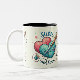 Taza Bicolor Embroidería artística del Día de San Valentín en e