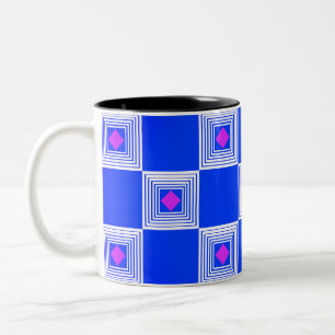 Taza Bicolor Embudo cuadrado blanco y azul