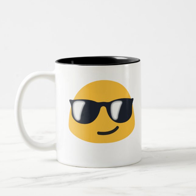 Taza Bicolor Emoji de gafas de sol (Izquierda)