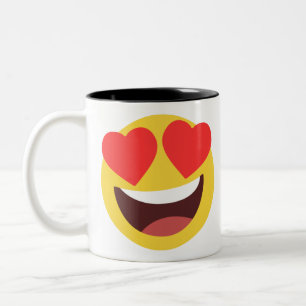 Taza Bicolor Emoji de ojos cardíacos