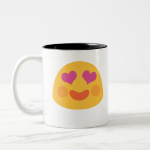 Taza Bicolor Emoji de Ojos de Corazón