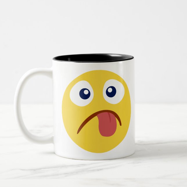 Taza Bicolor Emojia de lengua agarrotada (Izquierda)
