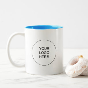 Taza Bicolor Empresa de Marca Promocional Logo Azul Claro y Bla