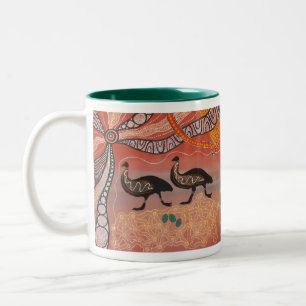Taza Bicolor Emu soñando con la historia de Dreamtime Mug