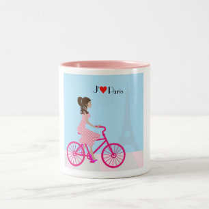 Taza Bicolor En bicicleta en París Mug