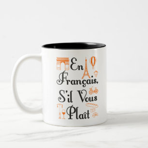Taza Bicolor En Francais S'il Vous Plait Estudiante Francés