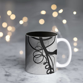 Taza Bicolor En la cuadrícula: gris abstracto, negro y blanco