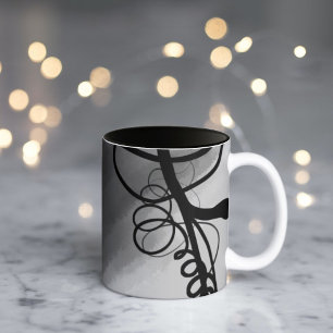 Taza Bicolor En la cuadrícula: gris abstracto, negro y blanco