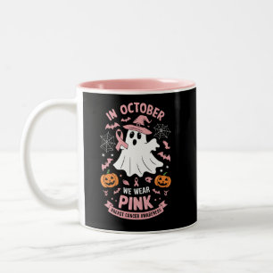 Taza Bicolor En Octubre Usamos Cáncer De Mama De Bruja Rosa