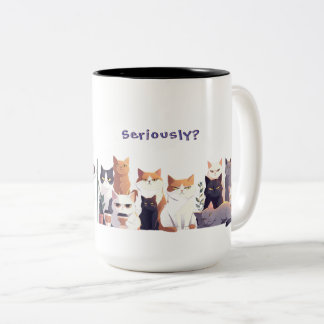 Taza Bicolor ¿En serio? Gato de bajo consumo y alto juicio