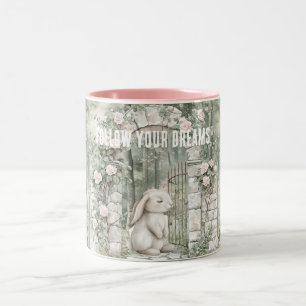 Taza Bicolor Encantado Pink Floral Garden Bunny Dreams