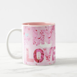 Taza Bicolor Encantador Mug tipográfico con tema rosa My Love