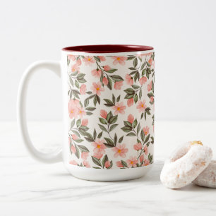Taza Bicolor Encantador Pastel Peach Floral