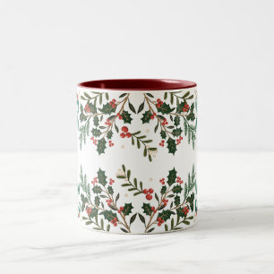 Taza Bicolor Encantadora Elegancia Clásica Navidad