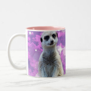 Taza Bicolor Encanto deslumbrante: Meerkat con fondo de color r