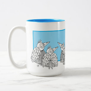 Taza Bicolor Encuentro de la Junta de Borrador Seco de Pájaros