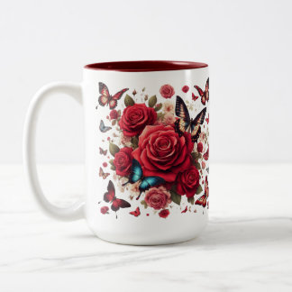 Taza Bicolor Énfasis rojo con rosas rojas