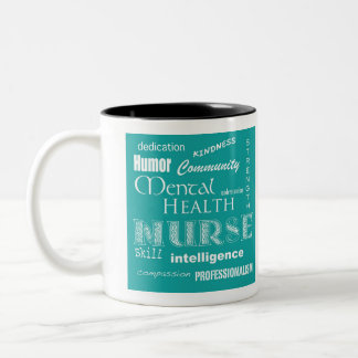 Taza Bicolor Enfermera-Cualidades de la salud mental/verde azul