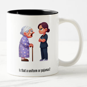 Taza Bicolor Enfermera De Cara Con Abuela Feisty