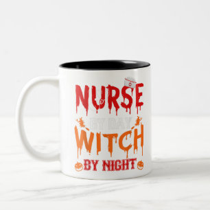 Taza Bicolor Enfermera de cráneo de azúcar Stethoscope Hallowee