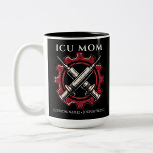 Taza Bicolor Enfermera de Cuidados Críticos Personalizados Mamá