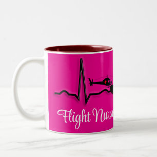 Taza Bicolor Enfermera de vuelo QRS y helicóptero Coff rosa de 
