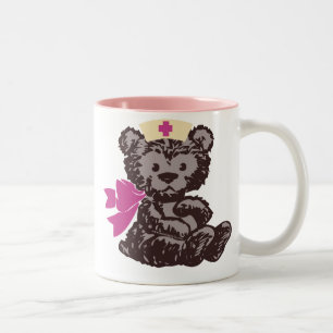 Taza Bicolor Enfermera del oso de peluche (rosa)