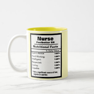 Taza Bicolor Enfermera divertida etiqueta nutricional café Mug