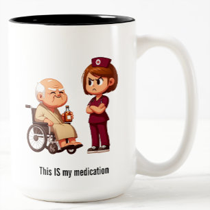 Taza Bicolor Enfermera Enojada Regañando a Paciente Borracho