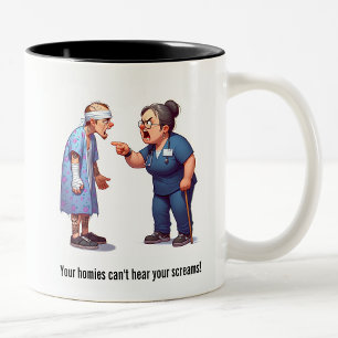 Taza Bicolor Enfermera escolar: paciente miembro de una dura pa