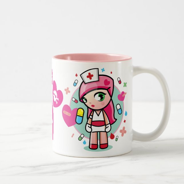 Taza Bicolor enfermera estupenda del kawaii (Derecha)